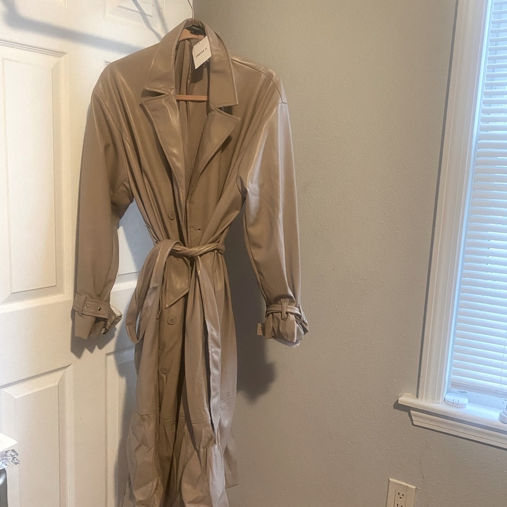 COPY - Forever21 belted Oversized beige faux leather trench